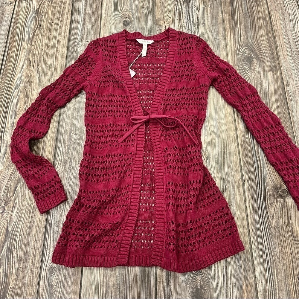 MATILDA Jane A Stitch In Time Cardigan Sweater XS NWT Burgundy Wine Red - Picture 2 of 10